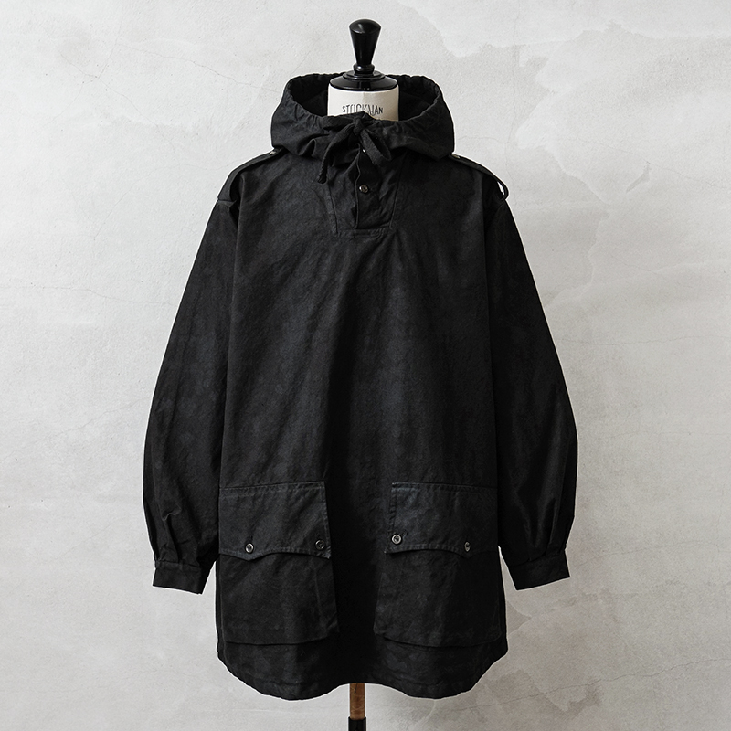 実物 新品 デッドストック スウェーデン軍 M-39 コットン プルオーバー スノーカモパーカー 2ボタン UNEVEN DYEING BLACK染め